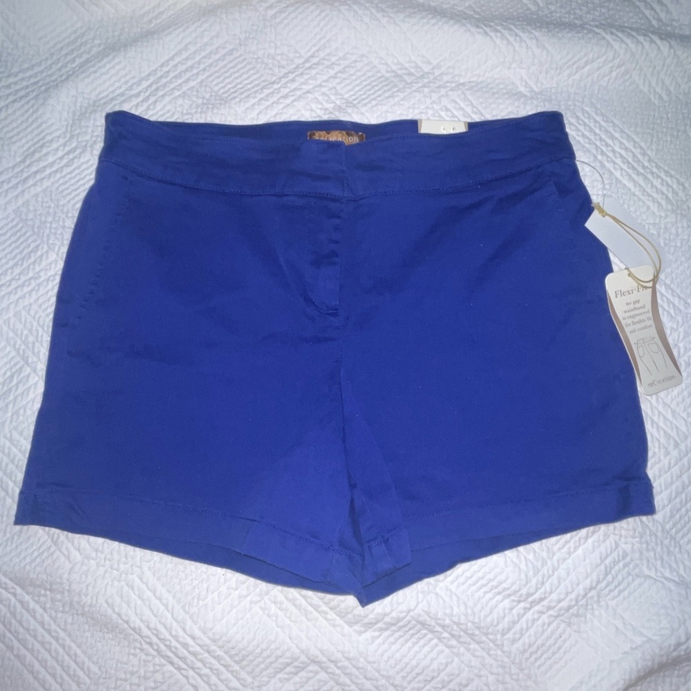 Recreation Women's Shorts 10P NWT Blue Chino 4.5" Inseam Flex-Fit Preppy Casual